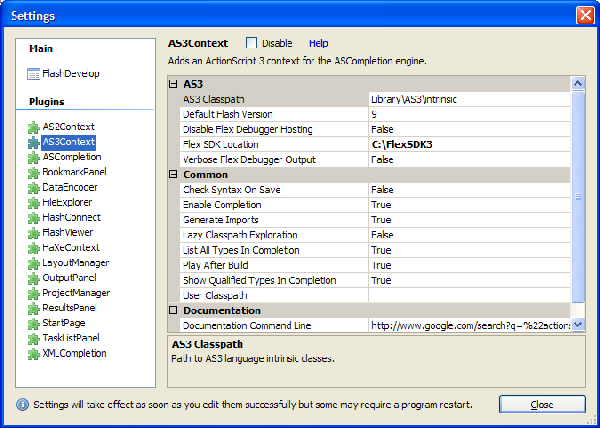 FlashDevelop Program Settings