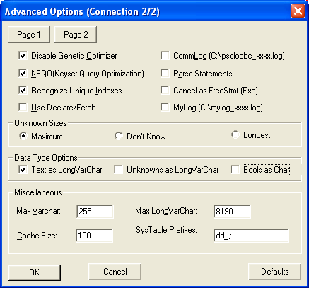 ODBC Manager Connection Pg 1