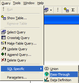 ms access sql pass-thru